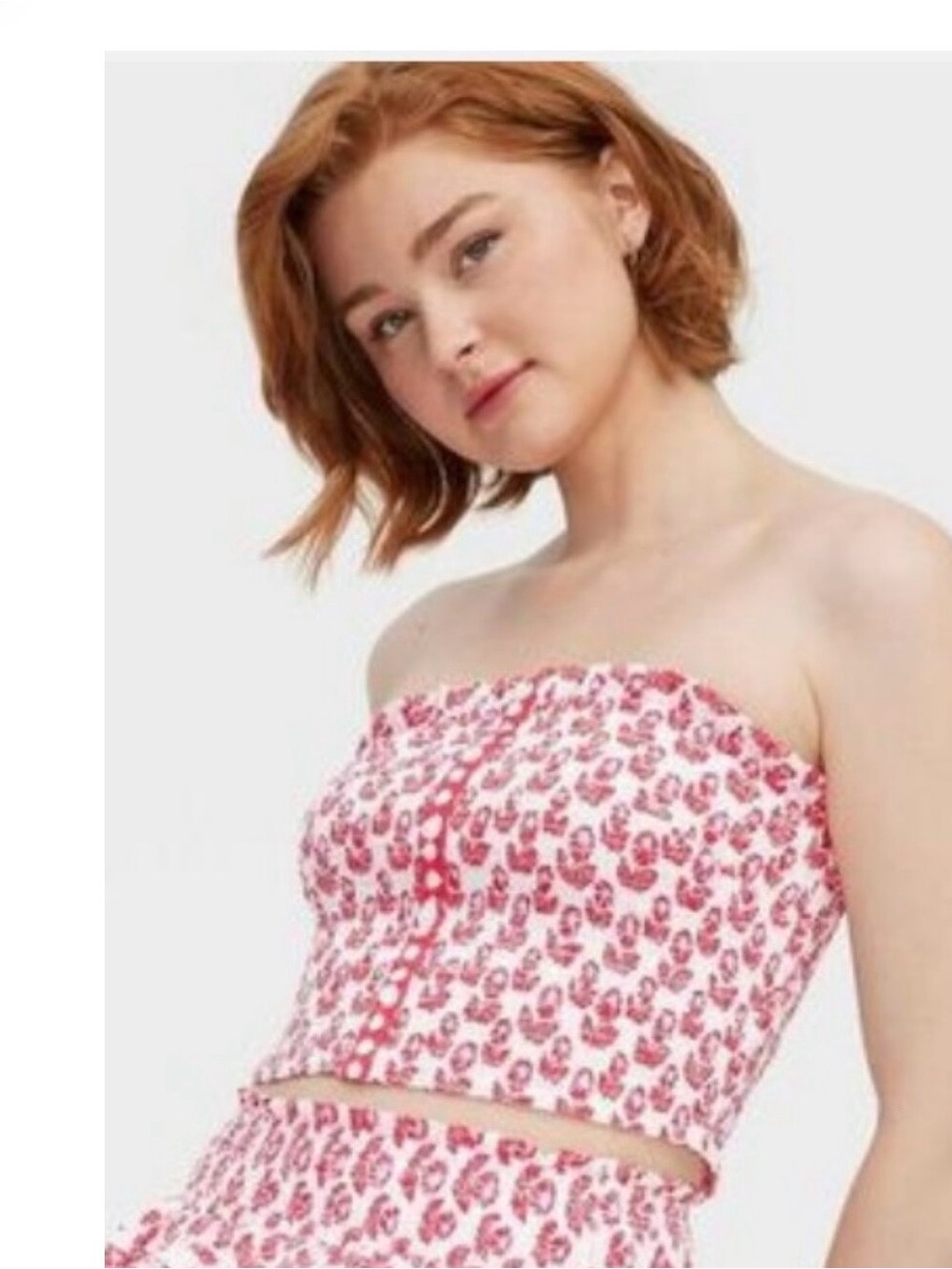 NWOT Roller Rabbit Red Floral Smocked Camisole with Front Buttons